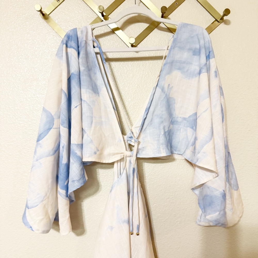 NWT BOAMAR Avalon Floral Light Blue Revolve Cutout Maxi Dress in Blossom Size XL - Picture 6 of 11